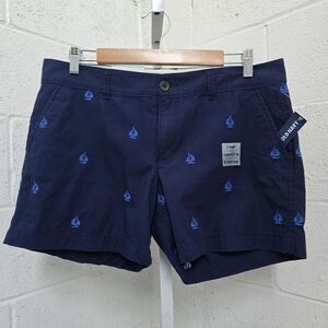 Old Navy Women's Shorts 10 Navy Blue Sailboats Preppy Nautical Coastal Chino NWT